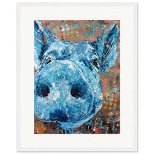 Load image into Gallery viewer, Blue Pig Wooden Framed Print