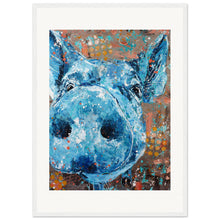 Load image into Gallery viewer, Blue Pig Wooden Framed Print