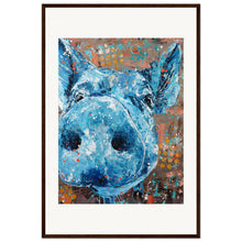 Load image into Gallery viewer, Blue Pig Wooden Framed Print