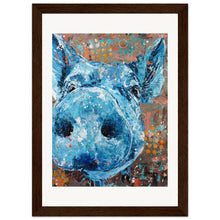Load image into Gallery viewer, Blue Pig Wooden Framed Print