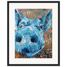Load image into Gallery viewer, Blue Pig Wooden Framed Print