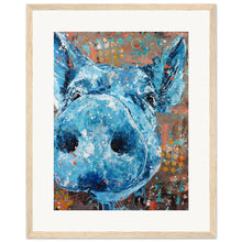 Load image into Gallery viewer, Blue Pig Wooden Framed Print