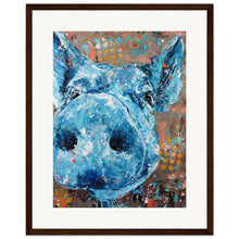 Load image into Gallery viewer, Blue Pig Wooden Framed Print