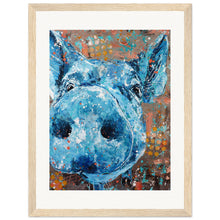 Load image into Gallery viewer, Blue Pig Wooden Framed Print