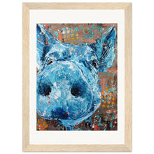 Load image into Gallery viewer, Blue Pig Wooden Framed Print
