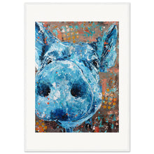 Load image into Gallery viewer, Blue Pig Wooden Framed Print