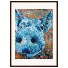 Load image into Gallery viewer, Blue Pig Wooden Framed Print