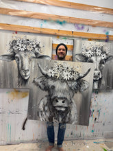 Load image into Gallery viewer, Flower Girl Highland Cow Original
