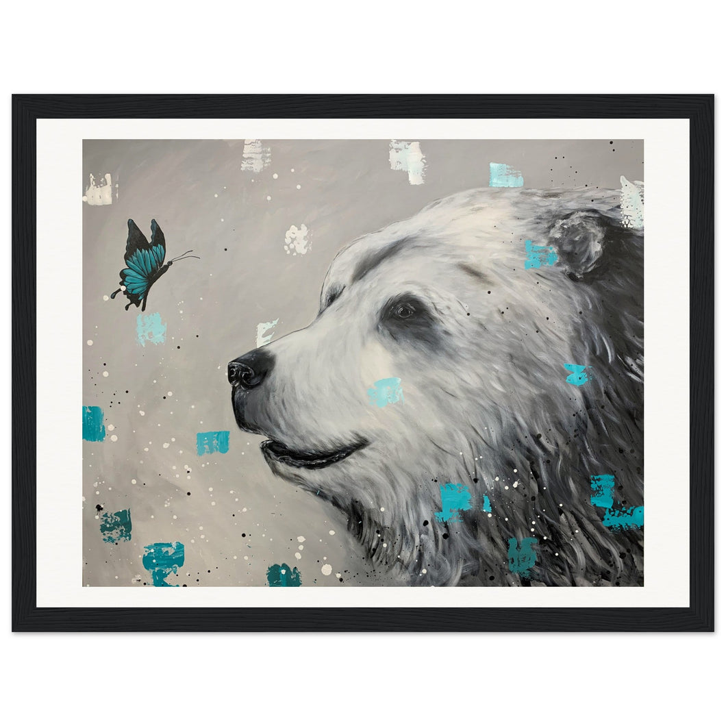 Bear and Butterfly Print Wooden Framed