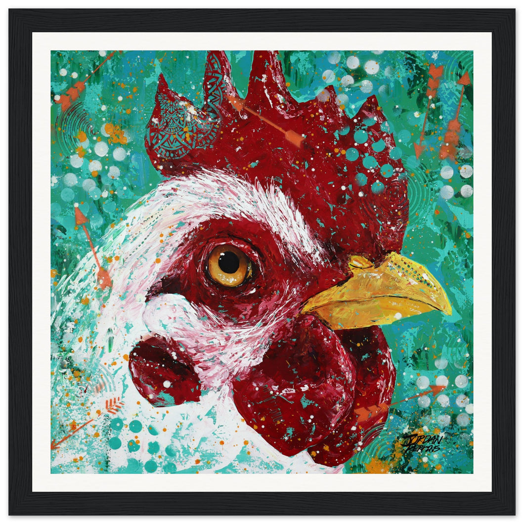 Party Fowl Museum-Quality Matte Print  Wooden Framed