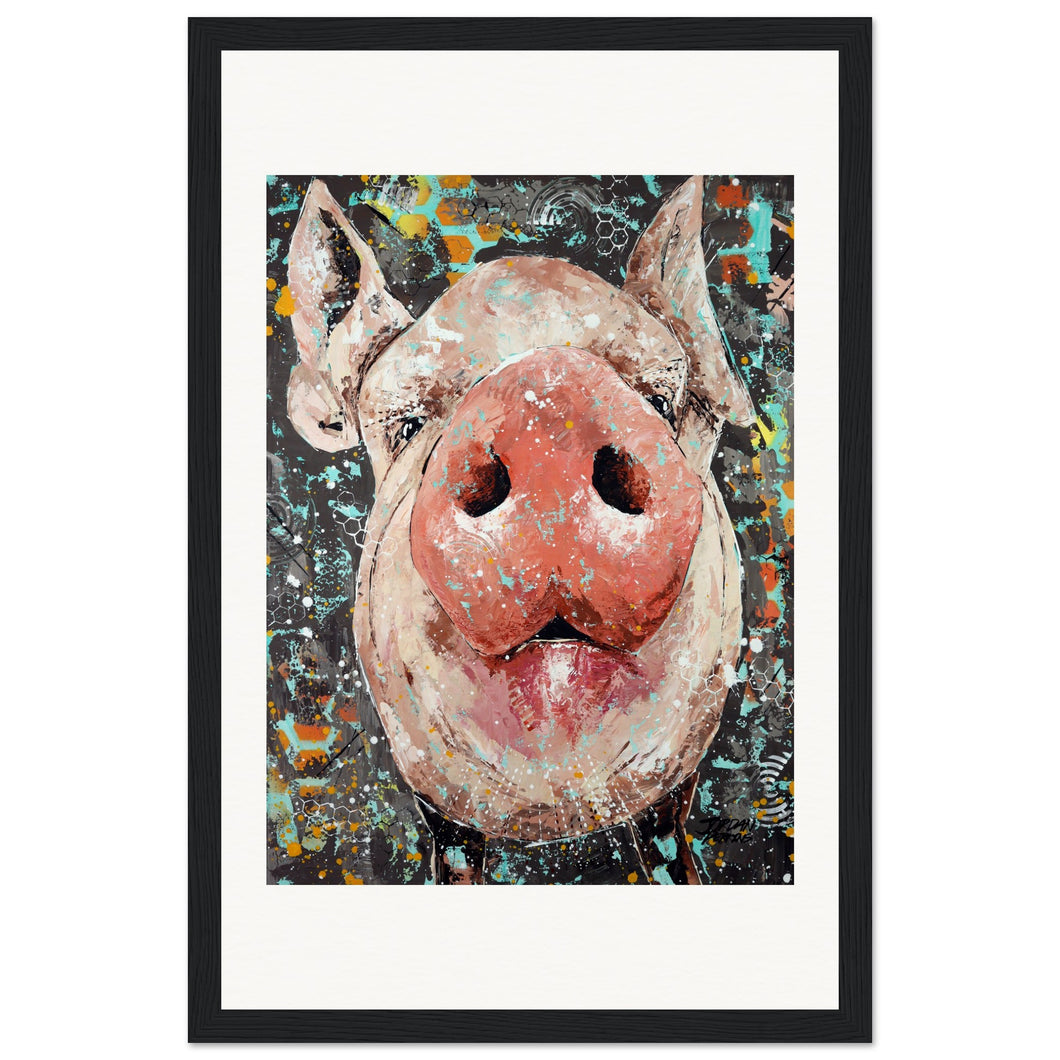 Oink Until Your Hearts Content Print  Wooden Framed