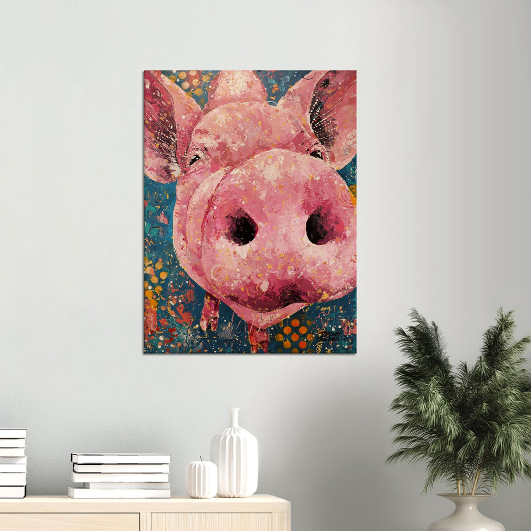 Pink Pig Explosion Canvas Print