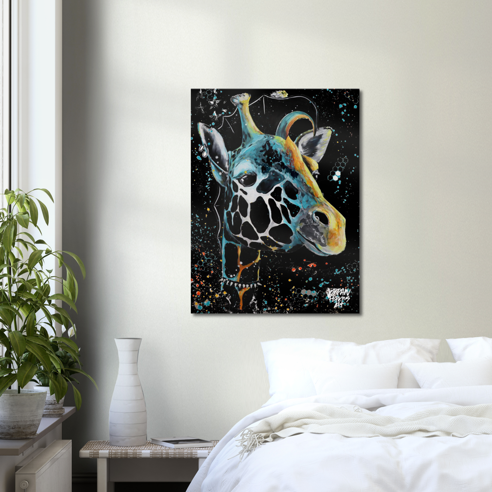 Punk Giraffe Black Canvas Print